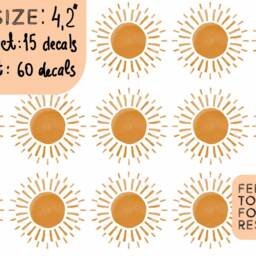 Sun Wall Decals Watercolor Boho Polka Removable Stickers Lf144 - thumbnail 2