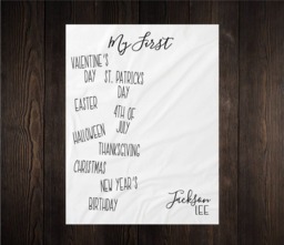 My First Milestone Blanket Holiday Baby Growth Tracker Fleece Shower Newborn Gift Minky Nursery Birthday - thumbnail 1