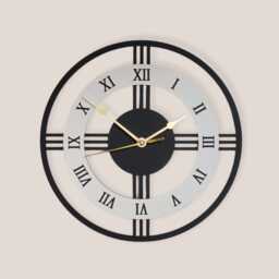 Black & White Wall Clock Silent Non Ticking Roman Numerals Wooden Ornament Gift - thumbnail 1