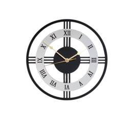 Black & White Wall Clock Silent Non Ticking Roman Numerals Wooden Ornament Gift - thumbnail 3