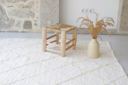 Large Handmade Cream Carpet, Beige Checkered Area Rug, Bedroom Recycled Living Room Bohemian Decor Nursery Rug Beiger Teppich - thumbnail 1