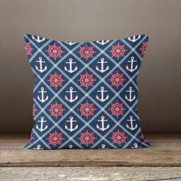 Nautical Cushion Cover-Sea Design Pillow Case-Anchor Cushion Cover-Beach House Case-Gift For Her Cushion-Handmade Material - thumbnail 2