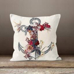 Nautical Cushion Cover-Sea Design Pillow Case-Anchor Cushion Cover-Beach House Case-Gift For Her Cushion-Handmade Material - thumbnail 4