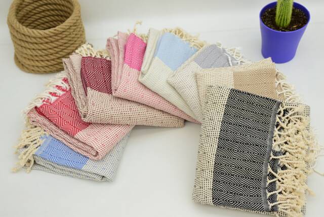 Beach Towel, Peshtemal High Quality Organic Turkish Towel Soft Blue-Red-Burgundy-Fuchsia-Gray-Beige-Black Towels Code Iso-Nfs - image 1