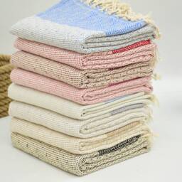Beach Towel, Peshtemal High Quality Organic Turkish Towel Soft Blue-Red-Burgundy-Fuchsia-Gray-Beige-Black Towels Code Iso-Nfs - thumbnail 2