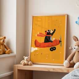 Flying Bear Nursery Poster - Airplane Wall Art For Kids Room Adventure Print Cute Animal Playroom Decor Baby Gift - thumbnail 3