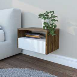 Floating Fluted Bedside Cabinet Set - Wall-Mounted Nightstands With Push-To-Open Drawers, Handmade Modern Bedroom Furniture - thumbnail 2