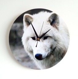 Wolf Wall Clock - Decoupage Photo Arctic White Wild Animal Round 10'' - thumbnail 1