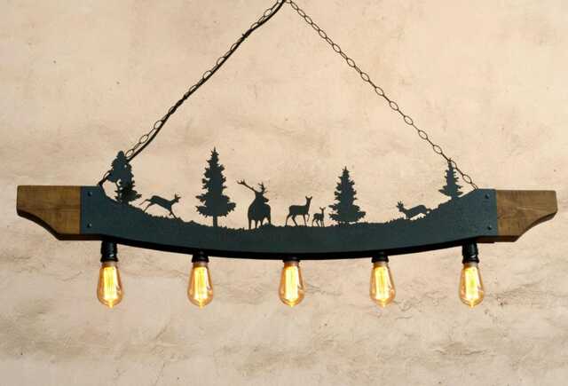 Rustic Light Fixture - Cabin Pendant Lights Deer Themed Chandelier - image 1