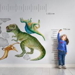 Watercolor Dinosaur Wall Decal Set Peel & Stick Nursery Art Removable Dino Stickers - thumbnail 2