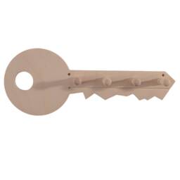 Wooden Key Hooks - Key-Shaped Plain Birch Entryway Holder 4 Pegs Wall Mounted Key's Rack Hanging Organiser Paintable Decorative Wood - thumbnail 2