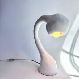 Biomorphic Line By Studio Chora, Task Table Lamp, White Lime Plaster, in Stock - thumbnail 3