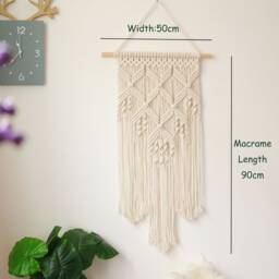 Handwoven Macrame Wall Hanging, Bohemian Tapestry Decor - thumbnail 3