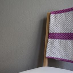 Hand Crocheted Baby Blanket Pink & White Granny Stripe, Soft Acrylic Blend - thumbnail 2