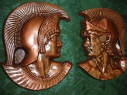 Spartan Head Pair Greek Roman Soldier Art Wall Decor - thumbnail 1