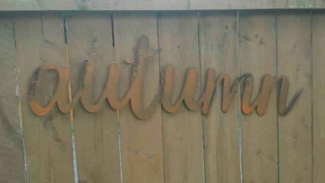 Autumn Metal Word Sign Distressed Rustic Rusted Wall Hanging Extra Large Industrial Decor Farmhouse Decoration Primitive Fall - image 1