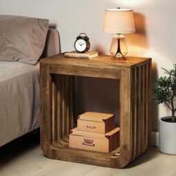 Farmhouse Narrow End Table Slatted Mdf 2-Tier Sofa Side Table - thumbnail 3