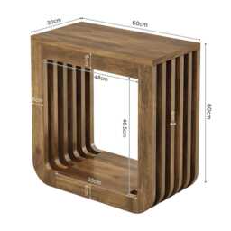 Farmhouse Narrow End Table Slatted Mdf 2-Tier Sofa Side Table - thumbnail 4