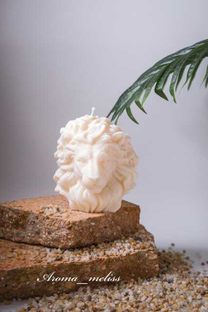 Handmade Lion Head Candle Soy & Beeswax, Unique Home Decor - image 1