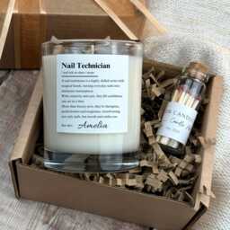 Personalised Nail Technician Definition Candle & Matches, Manicurist Gift, Thank You Artist Present - thumbnail 1