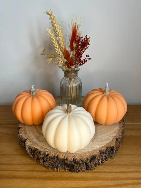 Pumpkin Shaped Pillar Candle - Autumn/Fall D??cor, 100% Soy Wax, Halloween Pumpkin, Wedding Centrepiece, Vegan & Eco-Friendly - image 1