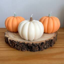 Pumpkin Shaped Pillar Candle - Autumn/Fall D??cor, 100% Soy Wax, Halloween Pumpkin, Wedding Centrepiece, Vegan & Eco-Friendly - thumbnail 2