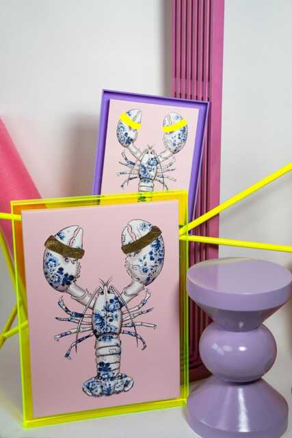 Funky Fish Lobster in Pink - Neon Colored Acrylic Frame Large - image 1