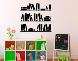 Bookshelf Wall Decal Books Vinyl Sticker Library Classroom Home Interior Living Room Children Bedroom Removable Custom Stickers 9(lbc - thumbnail 1