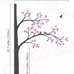 "Large Tree Wall Decal Nursery Corner Decor, Birds & Leaves - 93"" X 67" - thumbnail 2
