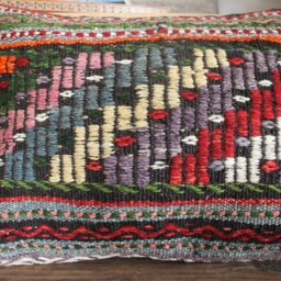 3550cm - 1420In Handwoven Vintage Kilim Cushion Pillow Cover - Brocaded Design With Greys Greens Reds - thumbnail 2