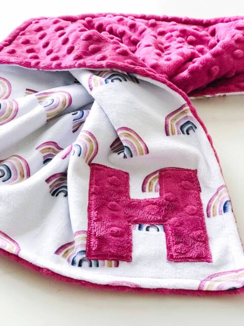 Rainbow Minky Lovey, Boho Baby Security Blanket - image 1