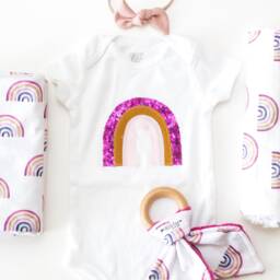 Rainbow Minky Lovey, Boho Baby Security Blanket - thumbnail 4