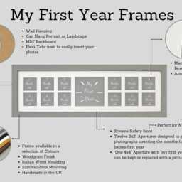 Baby's First Year Photo Frame - Multi Aperture Frame. 15x50cm. Twelve Small Photos To Mark A Photo Month - thumbnail 3