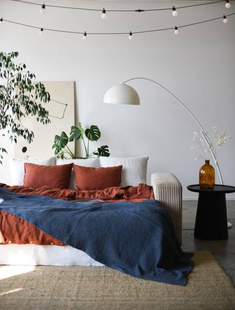 Waffle Linen Cotton Blanket in Charcoal/Warm Winter Bed Throw Soft Washed Bedspread Coverlet Seasonal Sale - image 1
