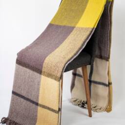 Purple Plaid Wool Blanket Vintage Chunky Knit Throw, - 63'' 86.5'' - thumbnail 4
