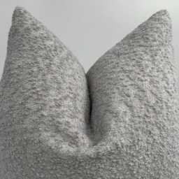 Soft Gray Luxury Boucle Pillowcase, Wool Cushion Cover, Boho Pillowcase, Throw Pillow, 20x20 - thumbnail 3