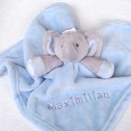 Baby Cuddle Cloth Elephant With Name Embroidered, Pink Blue, Name, Personalized Cloth - thumbnail 3