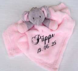 Baby Cuddle Cloth Elephant With Name Embroidered, Pink Blue, Name, Personalized Cloth