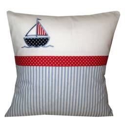 Pillow Cushion Cover Embroidered Boat With Name Embroidery - thumbnail 3