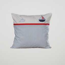 Pillow Cushion Cover Embroidered Boat With Name Embroidery - thumbnail 2