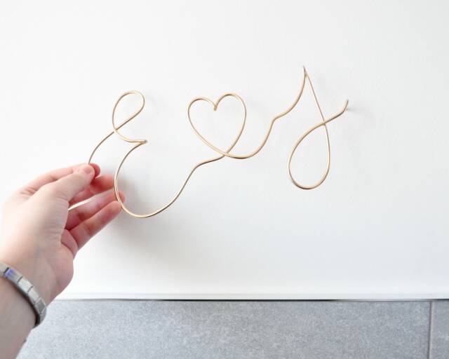 Initials & Heart Sign - Valentines Gift Hearts Wire Words Wall Art Living Room Gallery For Her Him - image 1