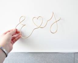 Initials & Heart Sign - Valentines Gift Hearts Wire Words Wall Art Living Room Gallery For Her Him - thumbnail 1
