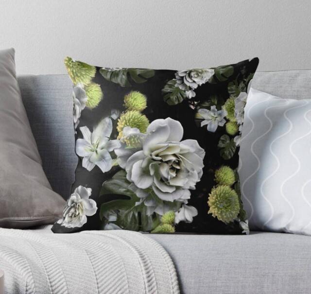 White Rose Pillow Velvet, Old Masters, Cushion, Flowers, 18x18In Or 22x22In, Decorative Cushion Cover Only, Luxury Bed Gift - image 1