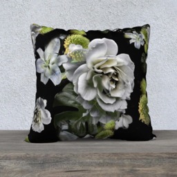 White Rose Pillow Velvet, Old Masters, Cushion, Flowers, 18x18In Or 22x22In, Decorative Cushion Cover Only, Luxury Bed Gift - thumbnail 3
