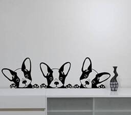 Cute Puppies Wall Decal Funny Dogs Vinyl Sticker Adorable Doggy Art Animal Decorations For Home - thumbnail 1