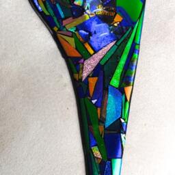 Fused Dichroic Glass Mezuzah Sculpture Ooak One Of A Kind - thumbnail 4