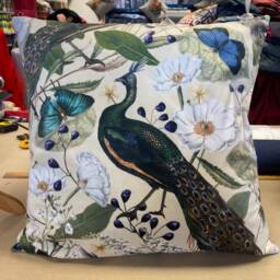 Hand Made Double Sided British Velvet - Large Cushion Cover With Pheasants - thumbnail 2