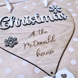 Personalized Christmas Family Heart Ornament Xmas Wall Decor - thumbnail 3