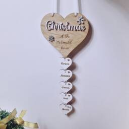 Personalized Christmas Family Heart Ornament Xmas Wall Decor - thumbnail 2