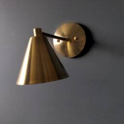 Brass Teacup Wall Sconce - Modern Hallway Lighting Bathroom Minimalist Mid Century Bedside - thumbnail 3